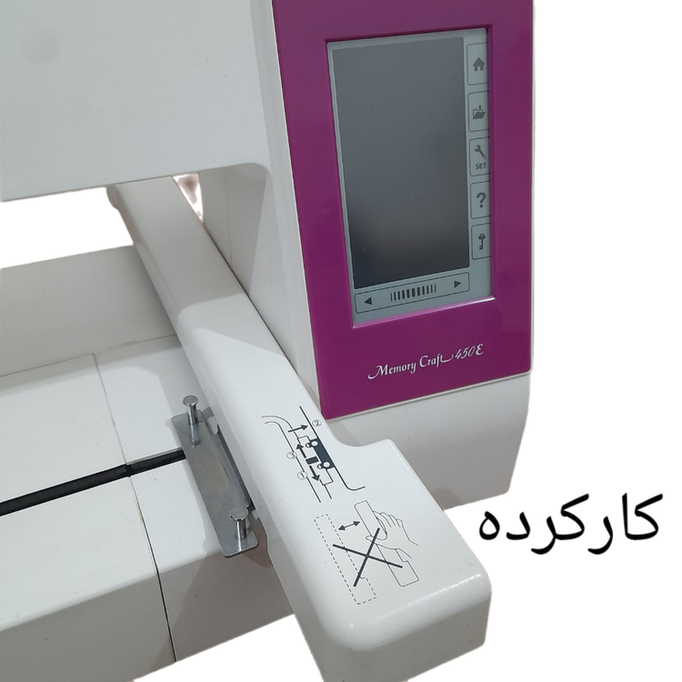 چرخ گلدوزی ژانومه مدل 450 نوار صورتی - کارکرده با حدود 1300 ساعت کارکرد و کیفیت عالی