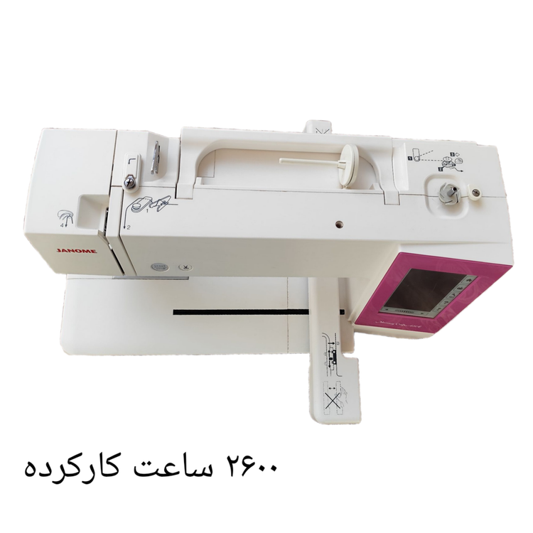 چرخ گلدوزی ژانومه مدل 450 نوار صورتی 2600 ساعت کارکرد