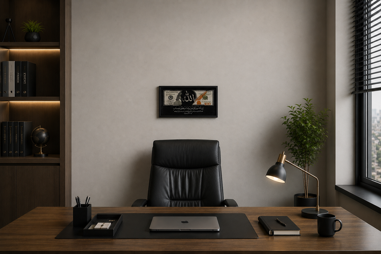 تابلو گلدوزی شده اسکناس ۱۰۰ دلاری | ابعاد 25×40 سانتیمتر