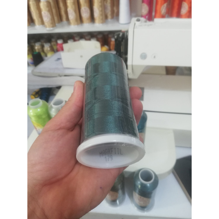 نخ گلدوزی پلی استر مارکفیل کد 179 - سبز یشمی 5000 یارد با کیفیت عالی