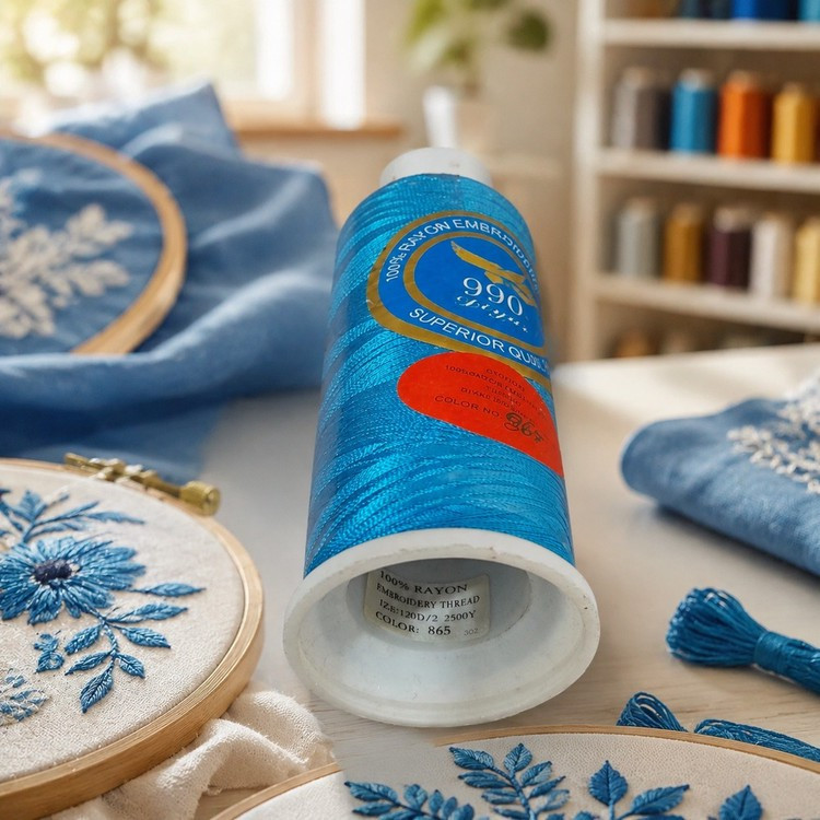 نخ گلدوزی ابریشم کد 865 رنگ آبی فیروزه ای (Diyar 990)