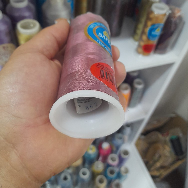 نخ گلدوزی ابریشم کد 862 رنگ صورتی چرک سافران