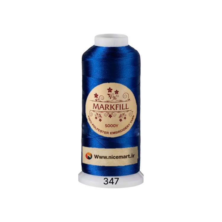 نخ گلدوزی پلی استر مارکفیل کد 347 رنگ آبی رویال براق