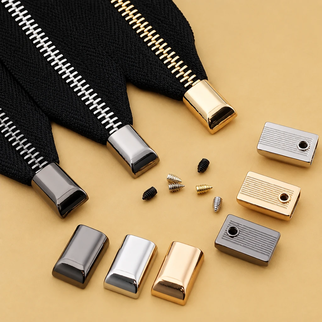 ته زیپ فلزی پیچی طلایی (بست انتهای زیپ متری)